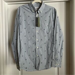 Goodfellow & Co Slim Fit Collard Button-up Striped Dog Print Long Sleeve Shirt